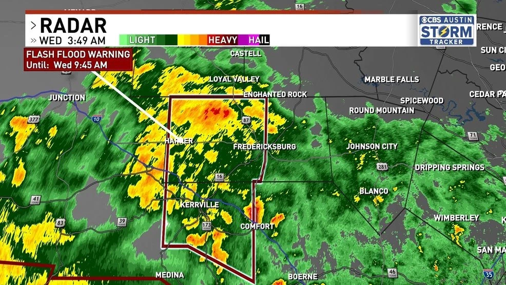 Gillespie County hit by heavy rain, flash flood warning issued